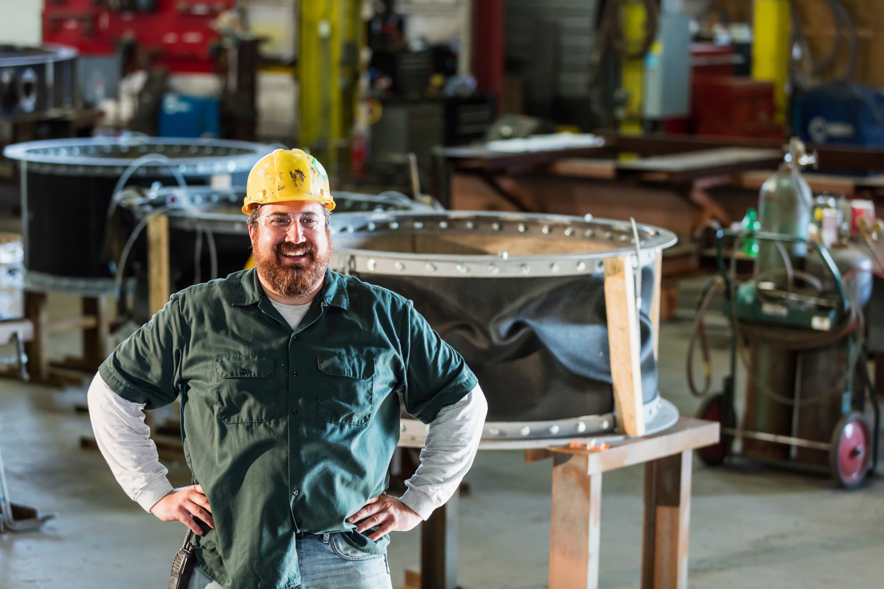 Mature man in metal fabrication plant